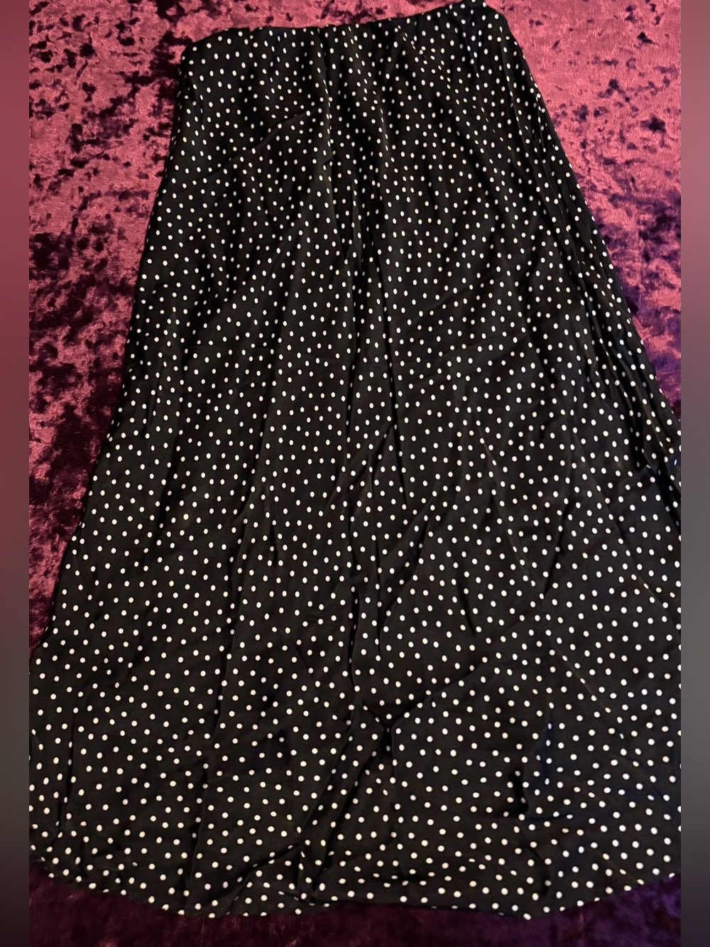 Abercrombie & Fitch Black Maxi Skirt with White Polka Dots